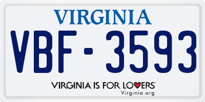 VA license plate VBF3593