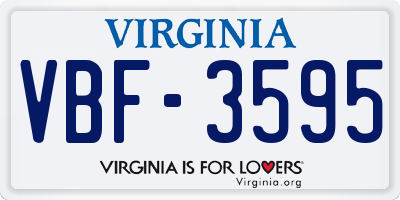 VA license plate VBF3595