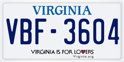 VA license plate VBF3604