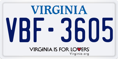 VA license plate VBF3605