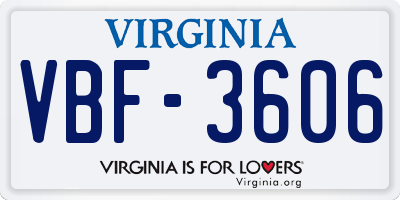 VA license plate VBF3606
