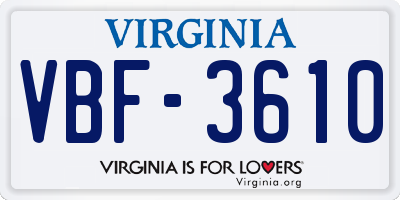 VA license plate VBF3610