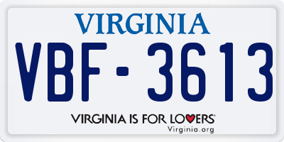 VA license plate VBF3613