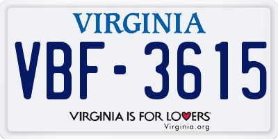 VA license plate VBF3615