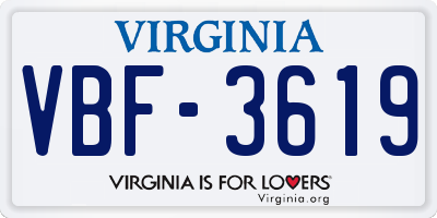 VA license plate VBF3619