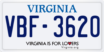 VA license plate VBF3620