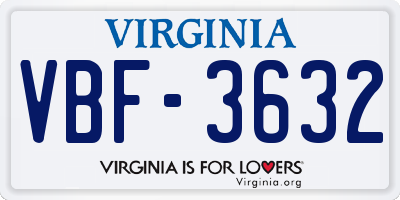 VA license plate VBF3632