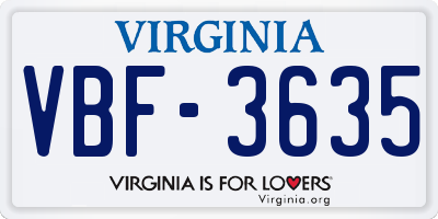 VA license plate VBF3635