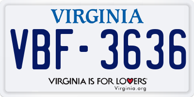 VA license plate VBF3636