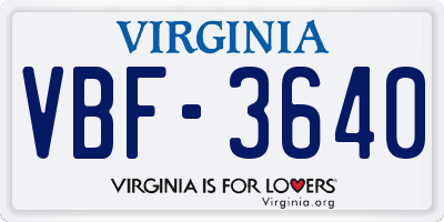VA license plate VBF3640