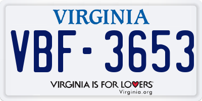 VA license plate VBF3653