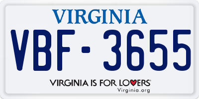 VA license plate VBF3655