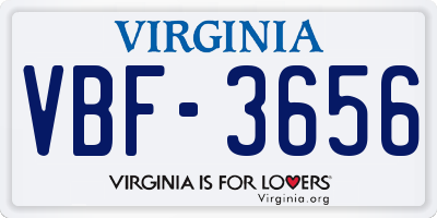 VA license plate VBF3656