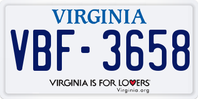 VA license plate VBF3658
