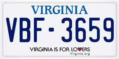 VA license plate VBF3659