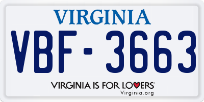 VA license plate VBF3663