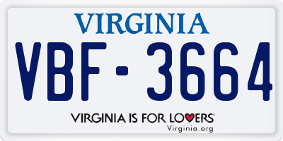 VA license plate VBF3664