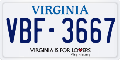 VA license plate VBF3667