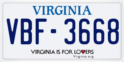 VA license plate VBF3668