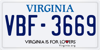 VA license plate VBF3669