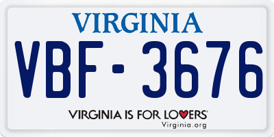 VA license plate VBF3676