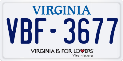 VA license plate VBF3677