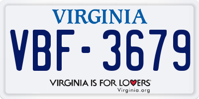 VA license plate VBF3679