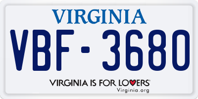VA license plate VBF3680