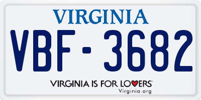 VA license plate VBF3682
