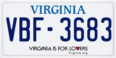 VA license plate VBF3683