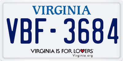 VA license plate VBF3684