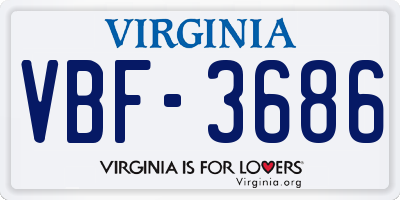 VA license plate VBF3686