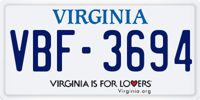 VA license plate VBF3694