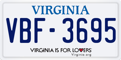 VA license plate VBF3695