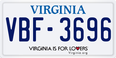 VA license plate VBF3696