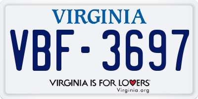 VA license plate VBF3697