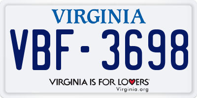 VA license plate VBF3698