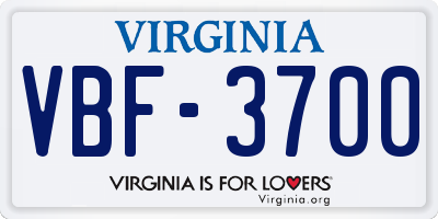 VA license plate VBF3700