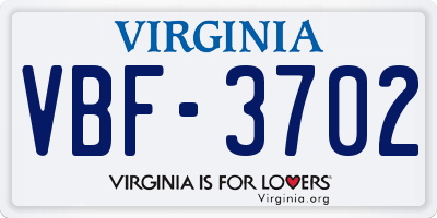 VA license plate VBF3702