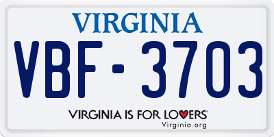 VA license plate VBF3703