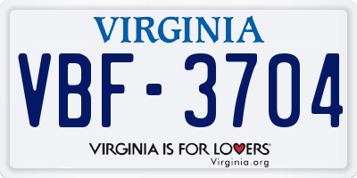 VA license plate VBF3704