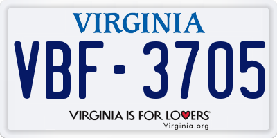 VA license plate VBF3705