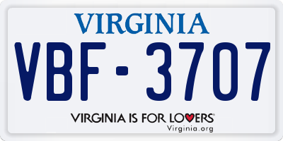 VA license plate VBF3707
