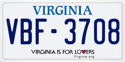 VA license plate VBF3708