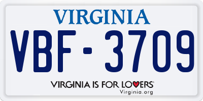 VA license plate VBF3709