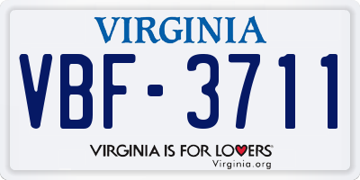 VA license plate VBF3711