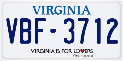 VA license plate VBF3712