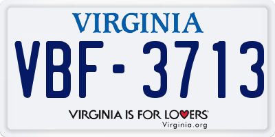 VA license plate VBF3713
