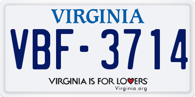 VA license plate VBF3714