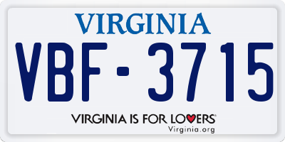 VA license plate VBF3715